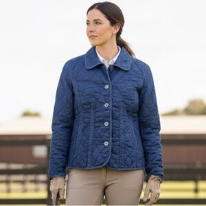 Dark Denim Diamond Quilted Button Up Field Jacket Size S